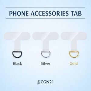 Phone Accessories Tab Black, Silver, & Gold for Phone Chains, Charms, Lanyards